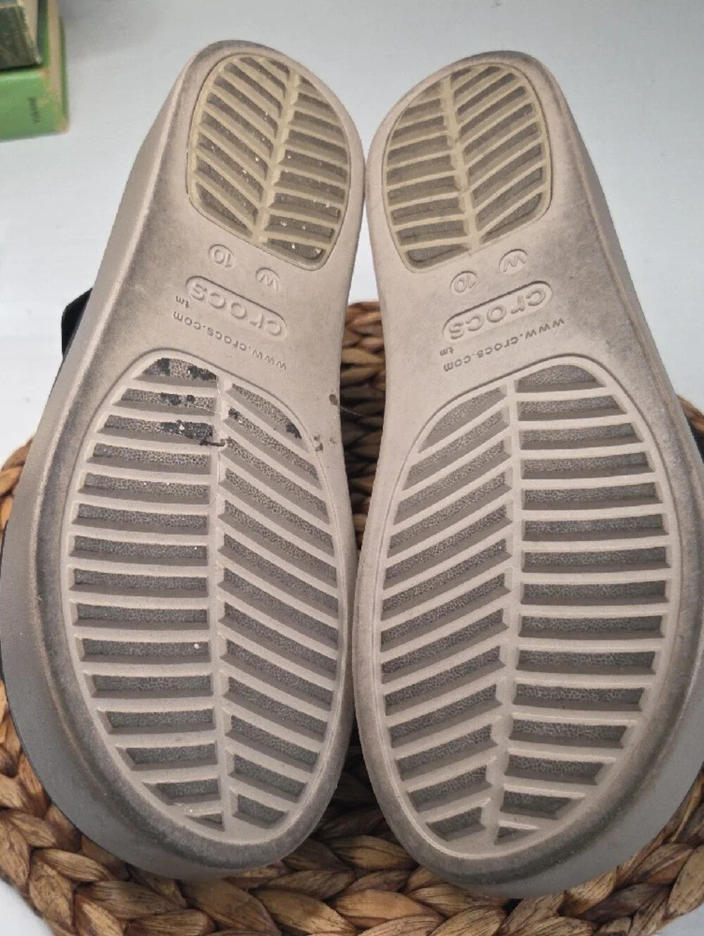 CROCS Black Platform Sandals with Taupe Platform
